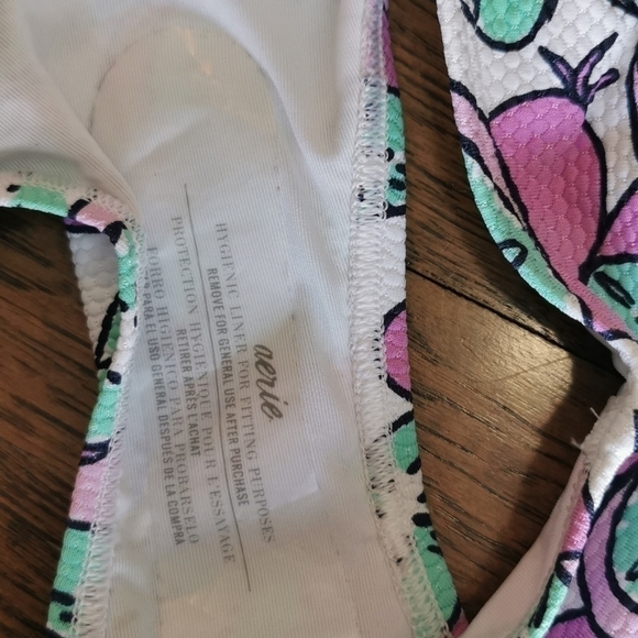 AERIE bikini bottom white purple kiwis Small New - Picture 4 of 4